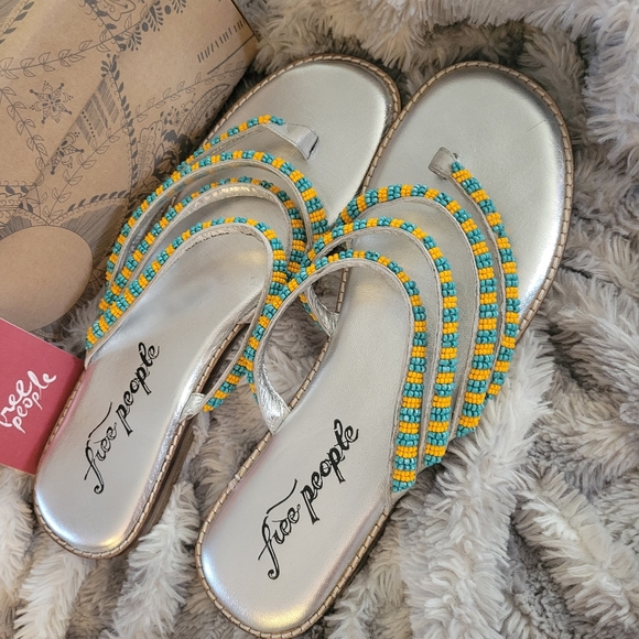 FREE PEOPLE BEATRICE BEADED FLAT SANDAL, SIZE 39 - Picture 10 of 15